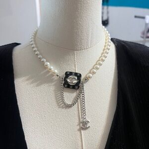 CHANEL Black and White Pearl Necklace